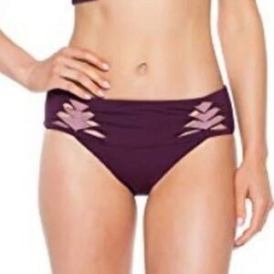 BECCA Bikini Bottom NWOT Origami Cutout Hipster Merlot Size XS
